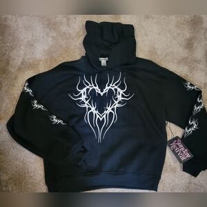 Black Graphic Hoodie W Ears Juniors New W Tag!